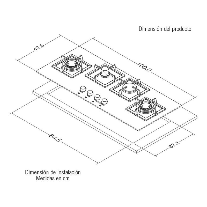 Challenger---Cocina-gas-SQ-6797-Negro-|-Tienda-Marcimex