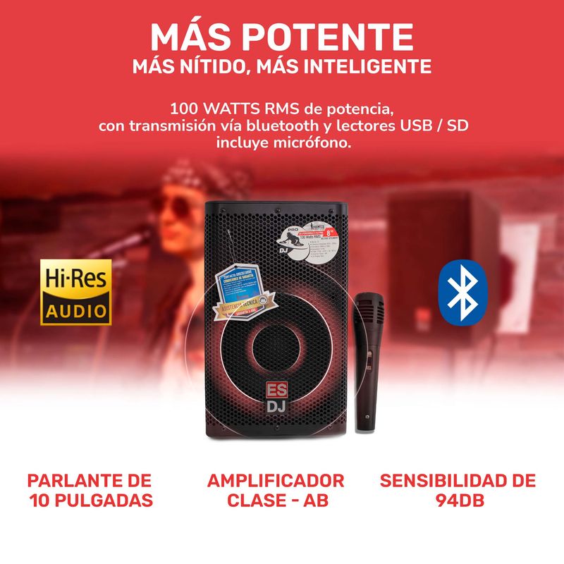 PARLANTE AMPLIFICADO RCA 15″ 50.000 WATTS BLUETOOTH USB CON MIC