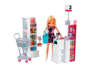 Mattel - Playset supermercado con muñeca barbie
