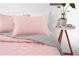 Kalido - Cobertor Basics Microfibra Twin | Rosa/Gris