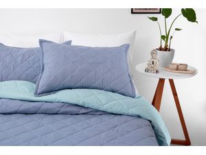 Kalido - Cobertor Basics Microfibra Twin | Denim/Menta