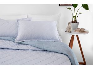 Kalido - Cobertor Basics Microfibra Full | Celeste/Acero