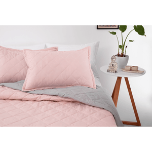 Kalido - Cobertor Basics Microfibra Queen | Rosa/Gris