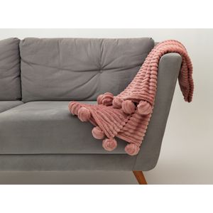 Kalido - Cobija Siesta Pompon 1.20X1.90 | Acanalado Mauve