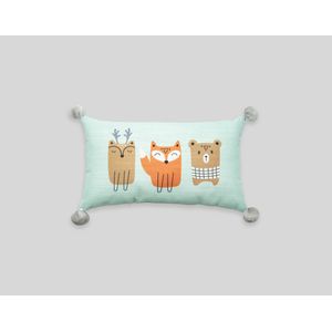 Kalido - Cojín Lumbar kids Wild Forest Pompón | Menta