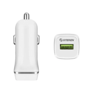 Steren - Cargador USB Turbo Charge para auto ELI-870 | Blanco