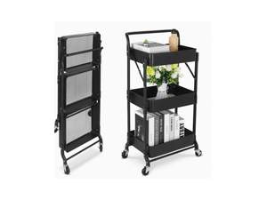 Laurie - Carrito estante de metal 3 niveles | Negro