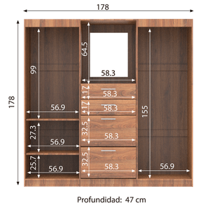 Ropero Mueble Fácil Esmirna 4 Puertas Café