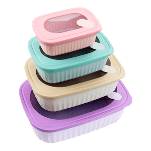 Set de 4  Repostero con Tapa Para Alimentos