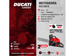 Motosierra Ducati Dcs5501S Rojo